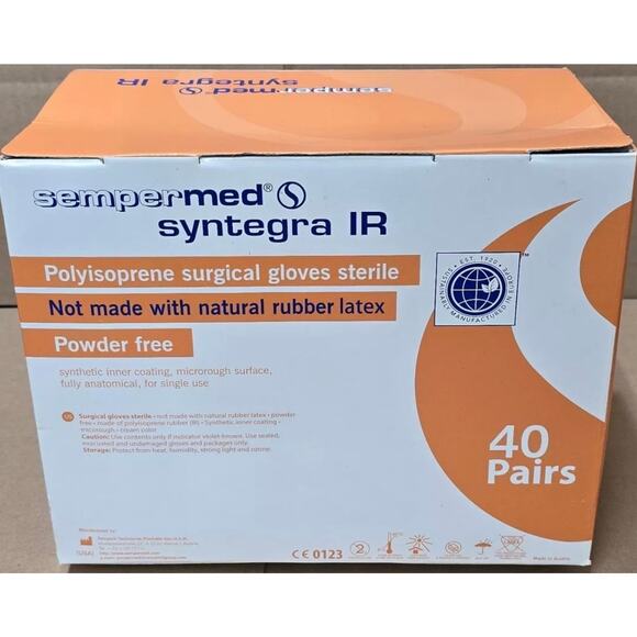 Sempermed Syntegra IR Polyisoprene sterile surgical gloves 40 pairs  size 7.5 - Picture 1 of 2